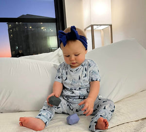 Front Opening Romper in Winter Mountains | Bamboo Viscose