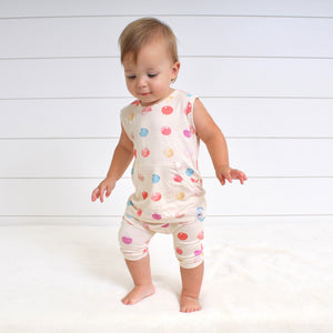 Front Opening Tank Shortie Romper in Boho Candy Buttons | Bamboo Viscose