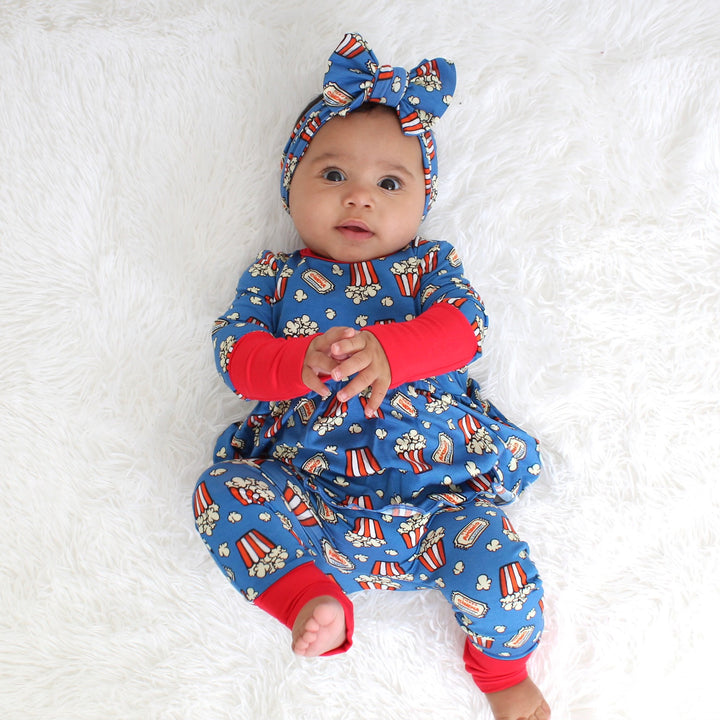 Front Opening Twirl Romper in Movie Night | Bamboo Viscose