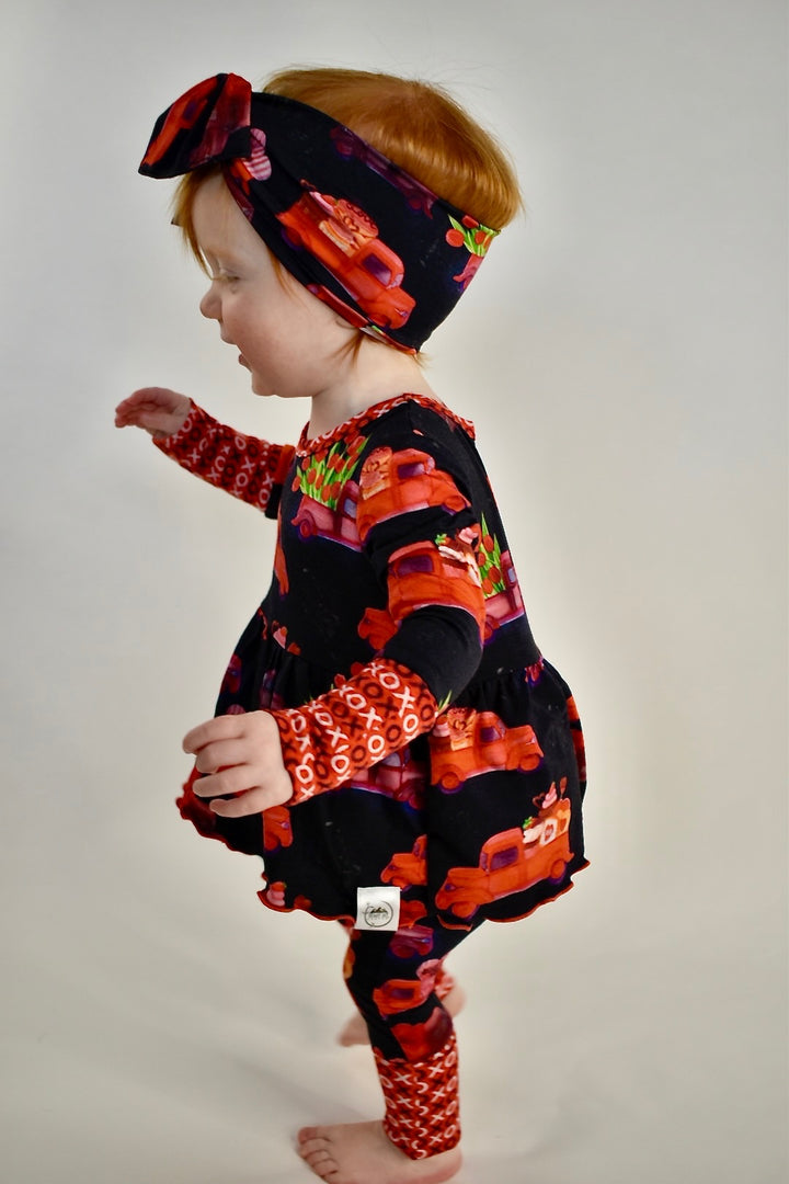 Front Opening Twirl Romper in Loads of Love | Bamboo Viscose
