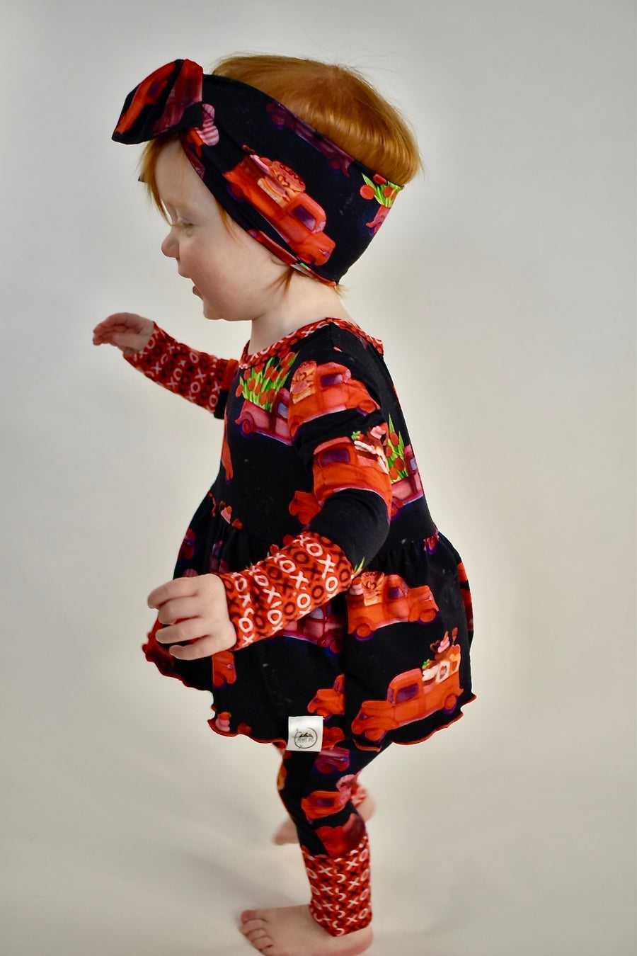 Front Opening Twirl Romper in Loads of Love | Bamboo Viscose