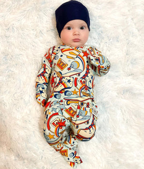 Front Opening Romper in Rad Rollers
