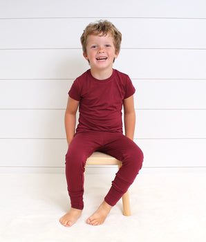 2 pc Loungewear Set in Cranberry | Bamboo Viscose
