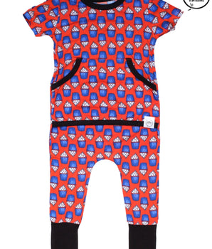 Front Opening Romper in Cupcakes