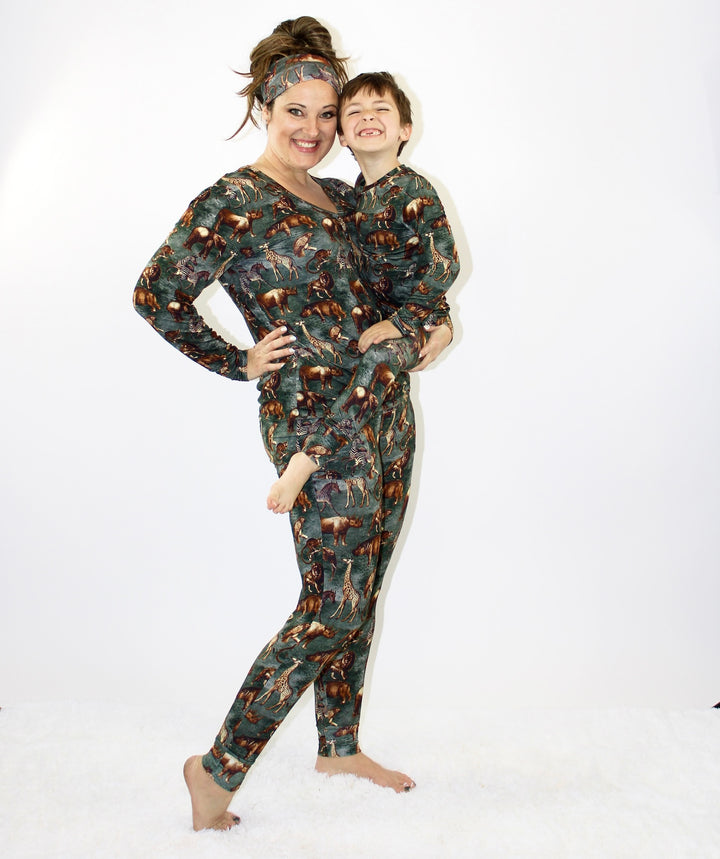 Women’s 2 pc Loungewear Set in Ugandan Safari | Bamboo Viscose