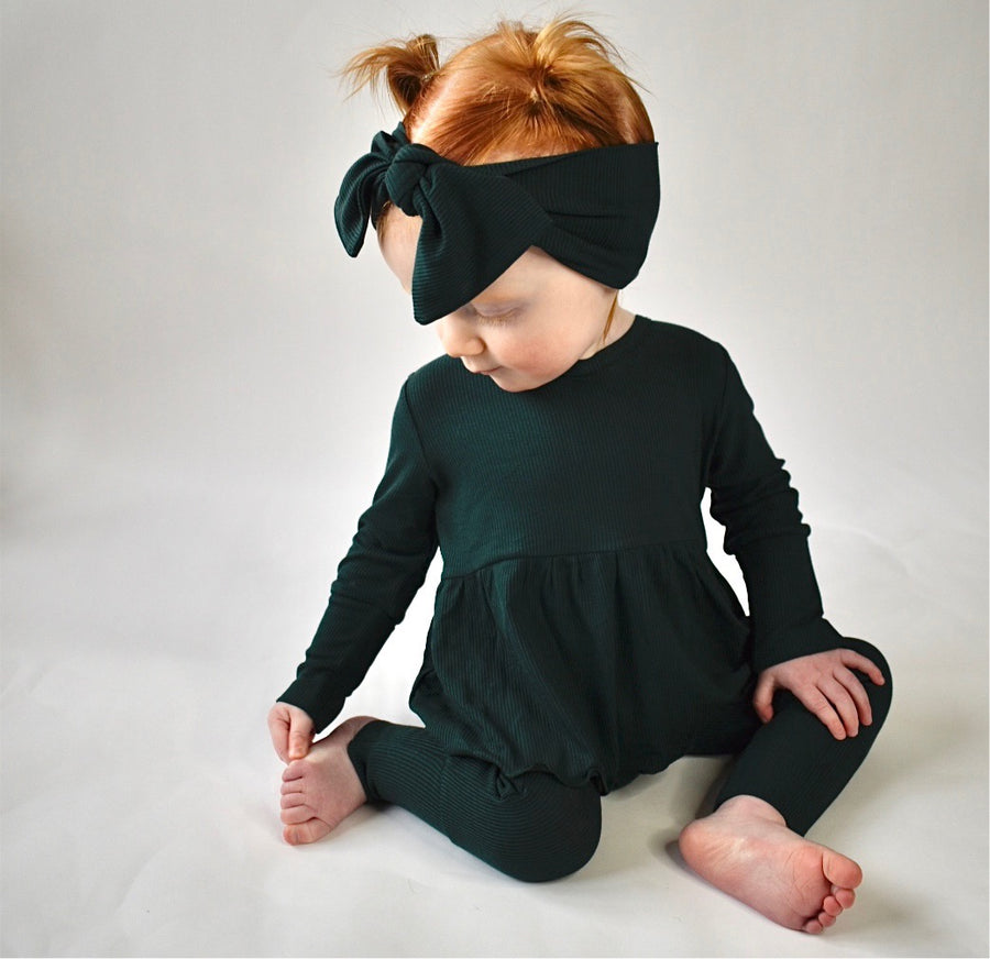 Front Opening Twirl Romper in Sage | Ribbed Bamboo Viscose