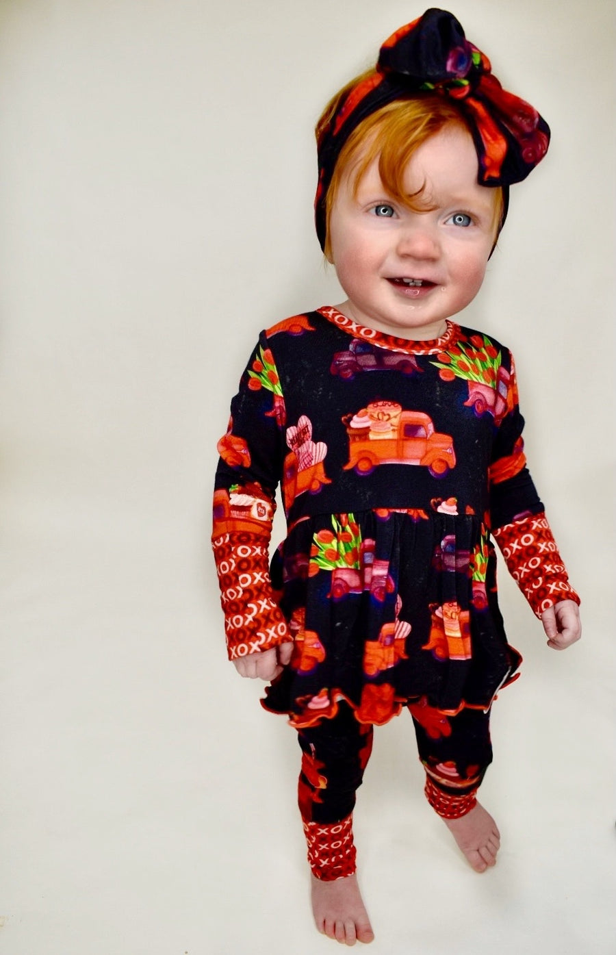 Front Opening Twirl Romper in Loads of Love | Bamboo Viscose
