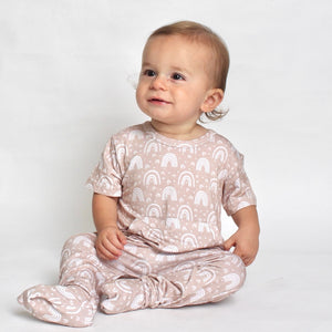 Front Opening Romper in Tawny Rainbows | Bamboo Viscose