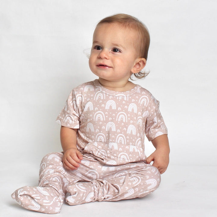 Front Opening Romper in Tawny Rainbows | Bamboo Viscose
