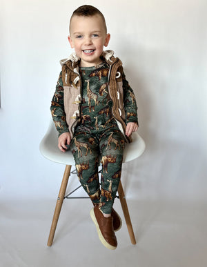 Front Opening Romper in Ugandan Safari | Bamboo Viscose