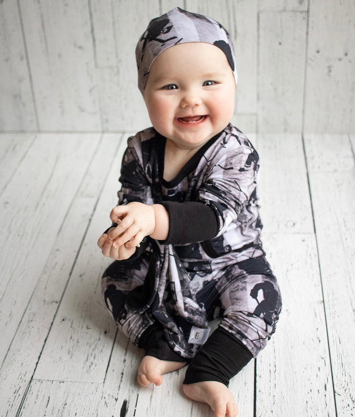 Front Opening Romper in Hockey | Bamboo Viscose