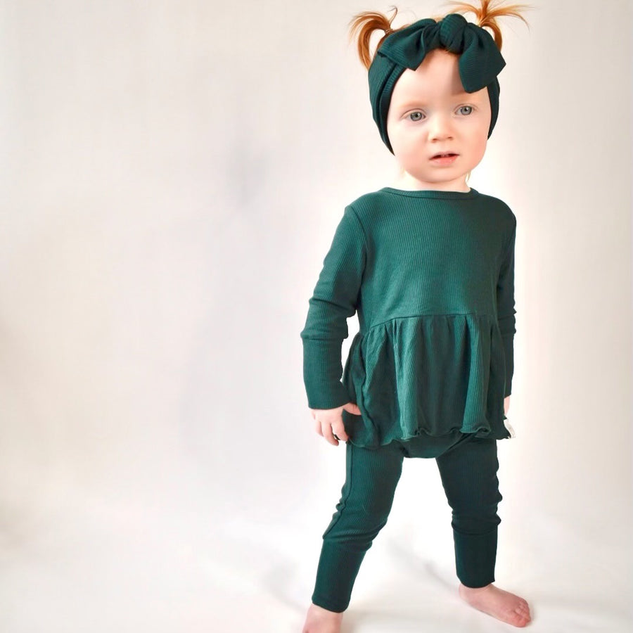 Front Opening Twirl Romper in Sage | Ribbed Bamboo Viscose