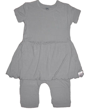 Front Opening Twirl Shortie Romper in Eucalyptus Grey | Bamboo Viscose