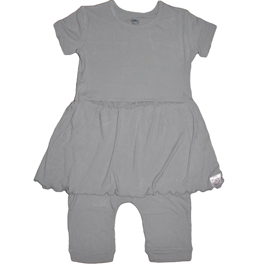 Front Opening Twirl Shortie Romper in Eucalyptus Grey | Bamboo Viscose