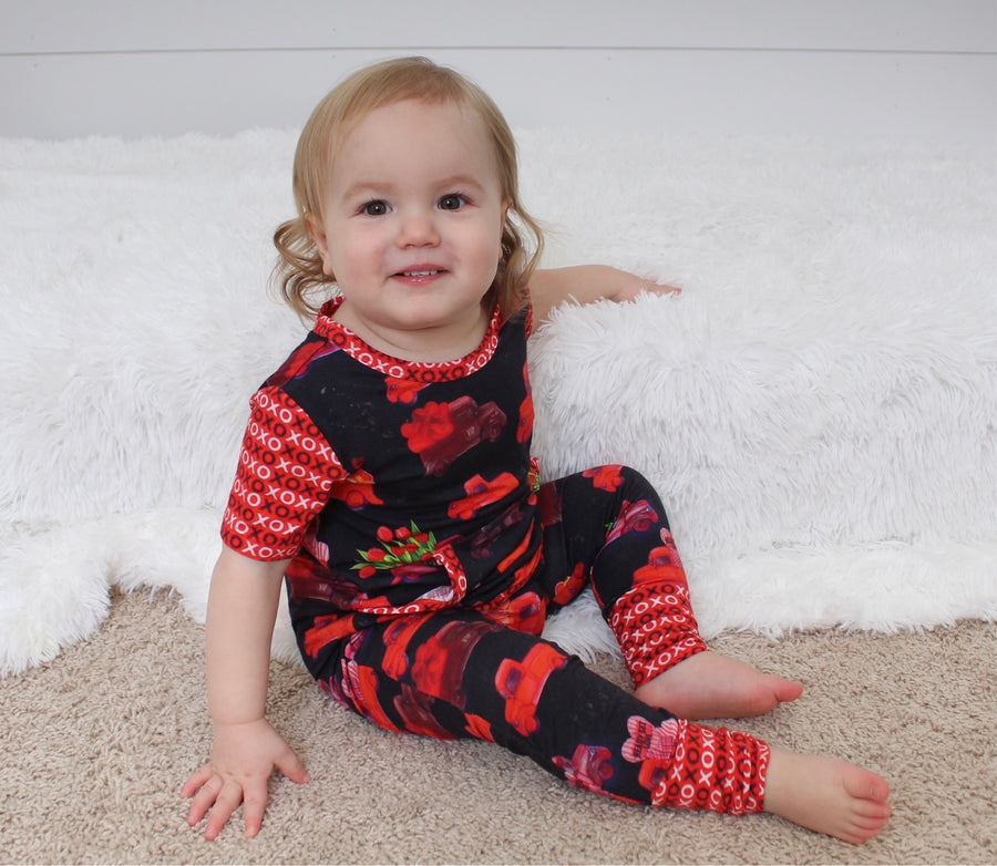 Front Opening Romper in Loads of Love | Bamboo Viscose