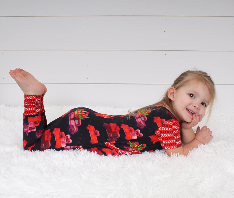 Front Opening Romper in Loads of Love | Bamboo Viscose