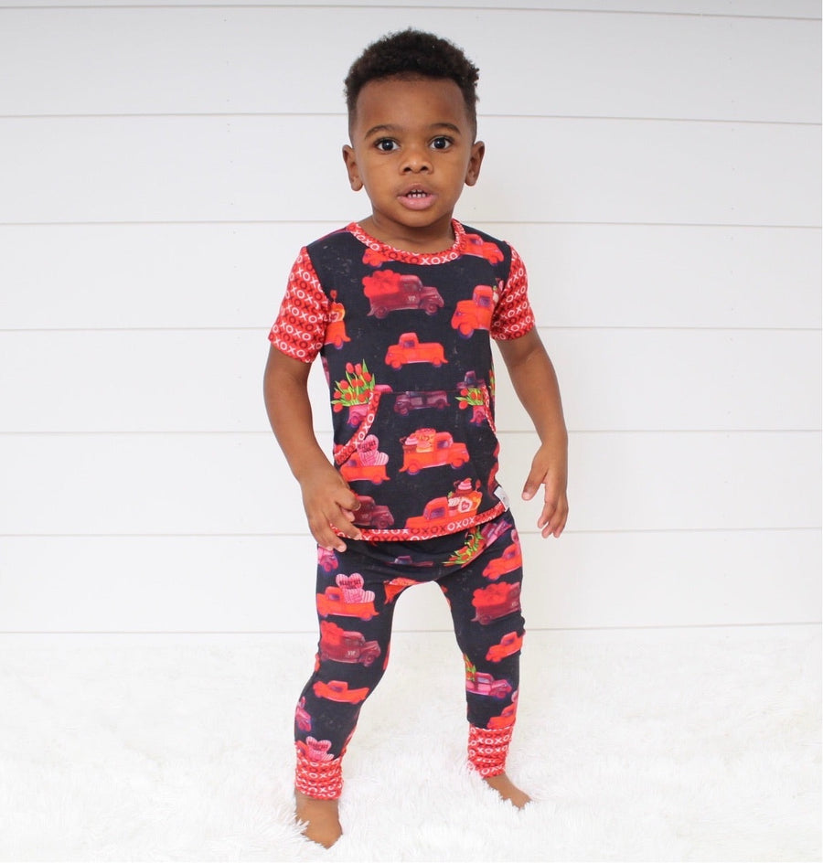 Front Opening Romper in Loads of Love | Bamboo Viscose