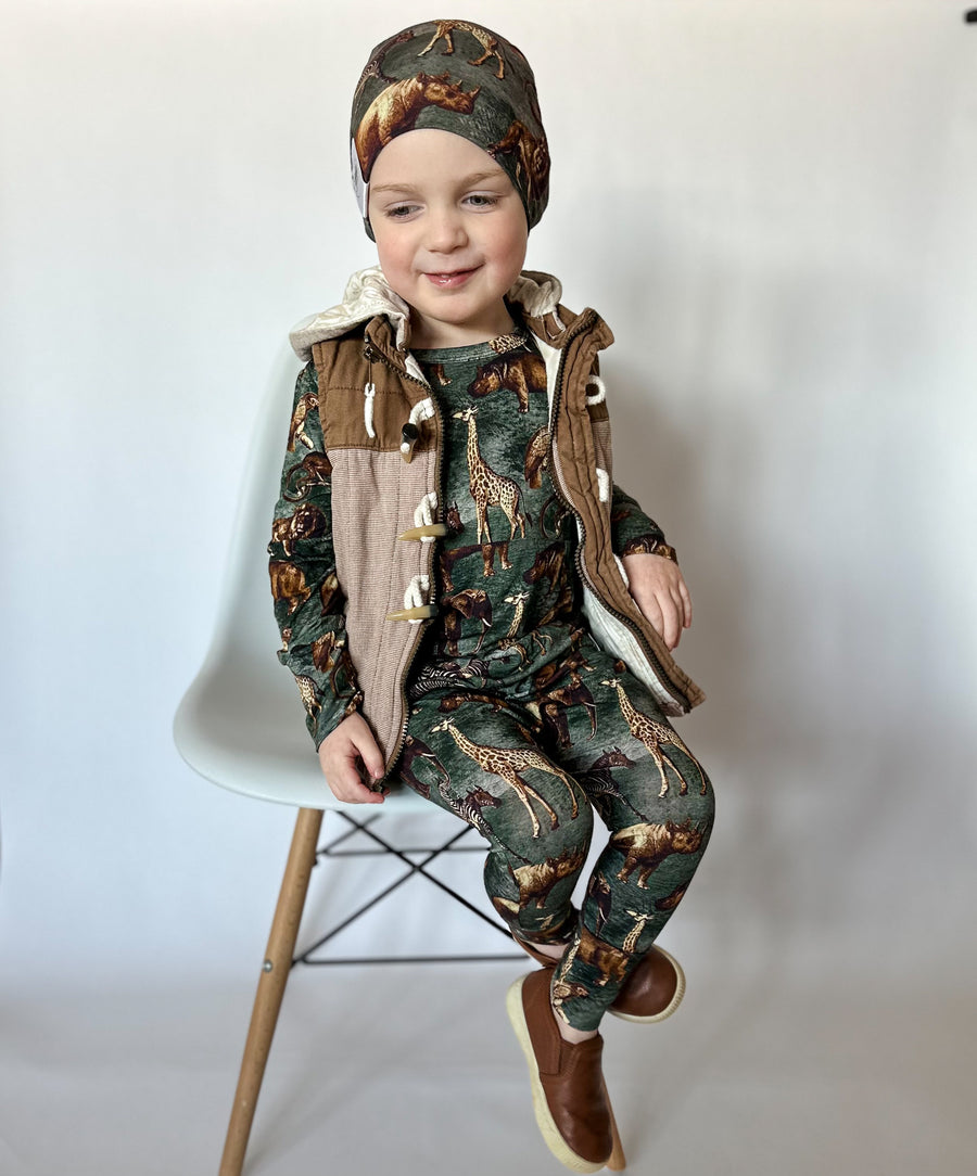 Front Opening Romper in Ugandan Safari | Bamboo Viscose