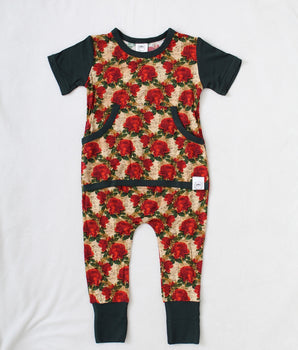 Front Opening Romper in Smell the Roses