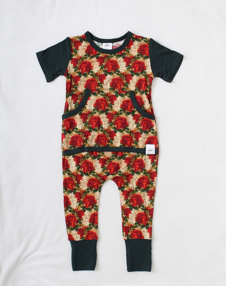 Front Opening Romper in Smell the Roses | Bamboo Viscose