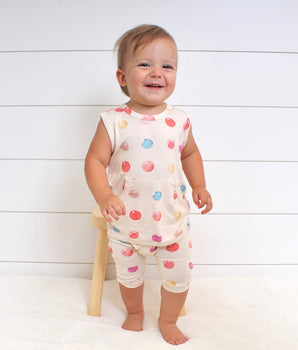 Front Opening Tank Shortie Romper in Boho Candy Buttons