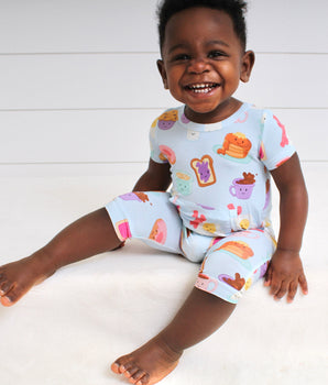 Front Opening Shortie Romper in Breakfast Club