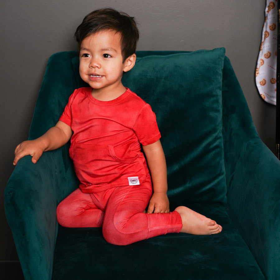Front Opening Romper in Ruby Red | Bamboo Viscose
